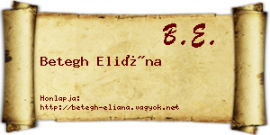 Betegh Eliána névjegykártya